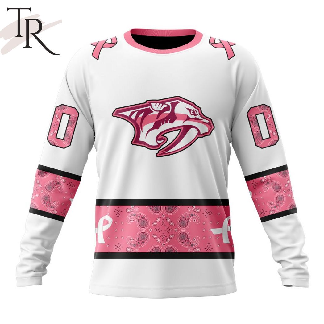 New 2025 NEW] Personalized NHL Nashville Predators In Classic Style With Paisley! IN OCTOBER WE WEAR PINK BREAST CANCER Custom Hoodie - Image 6